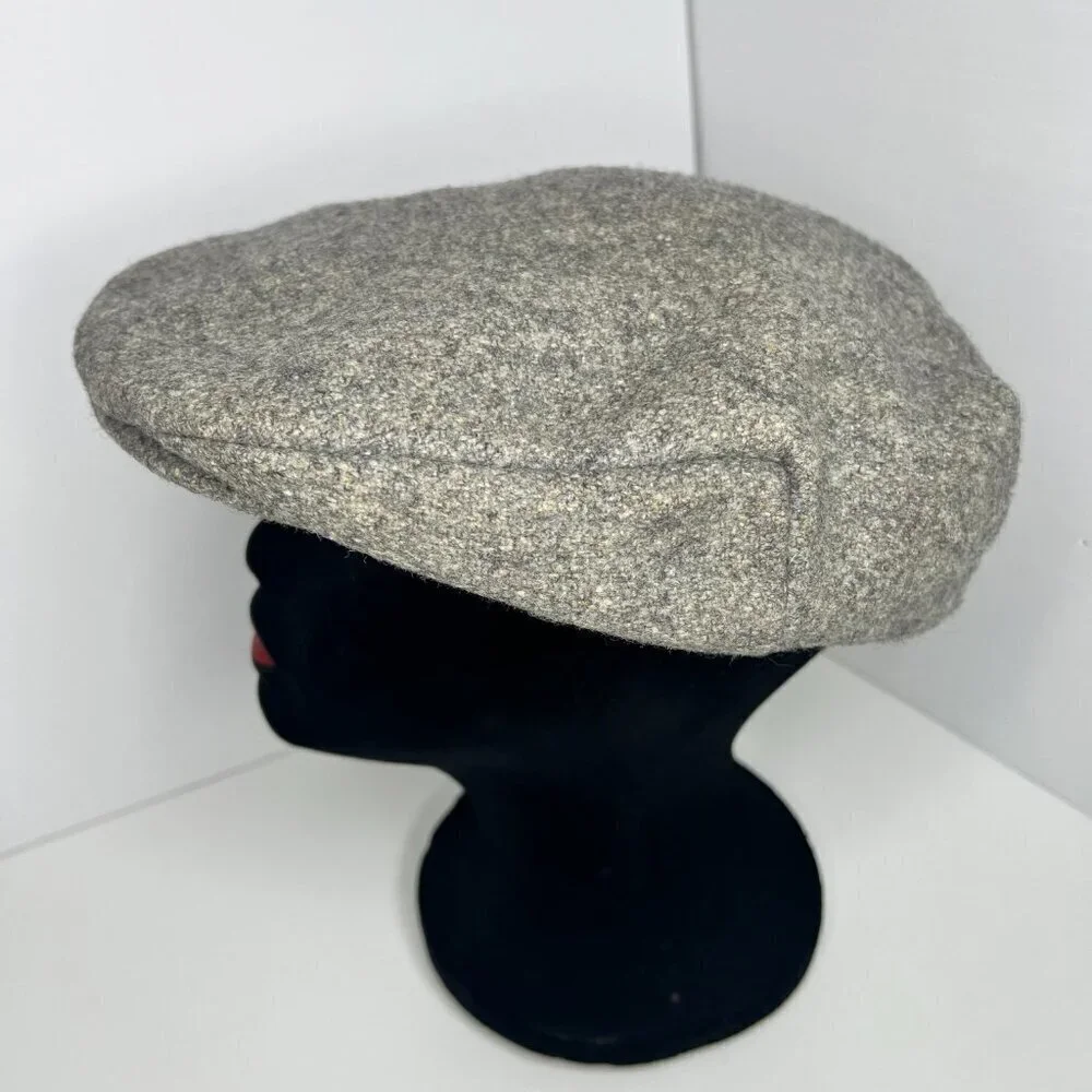 Pace Setter‎ Collection Vintage Newsboy Cap Hat Gray Wool Cabbie Snap Size 7 1/4